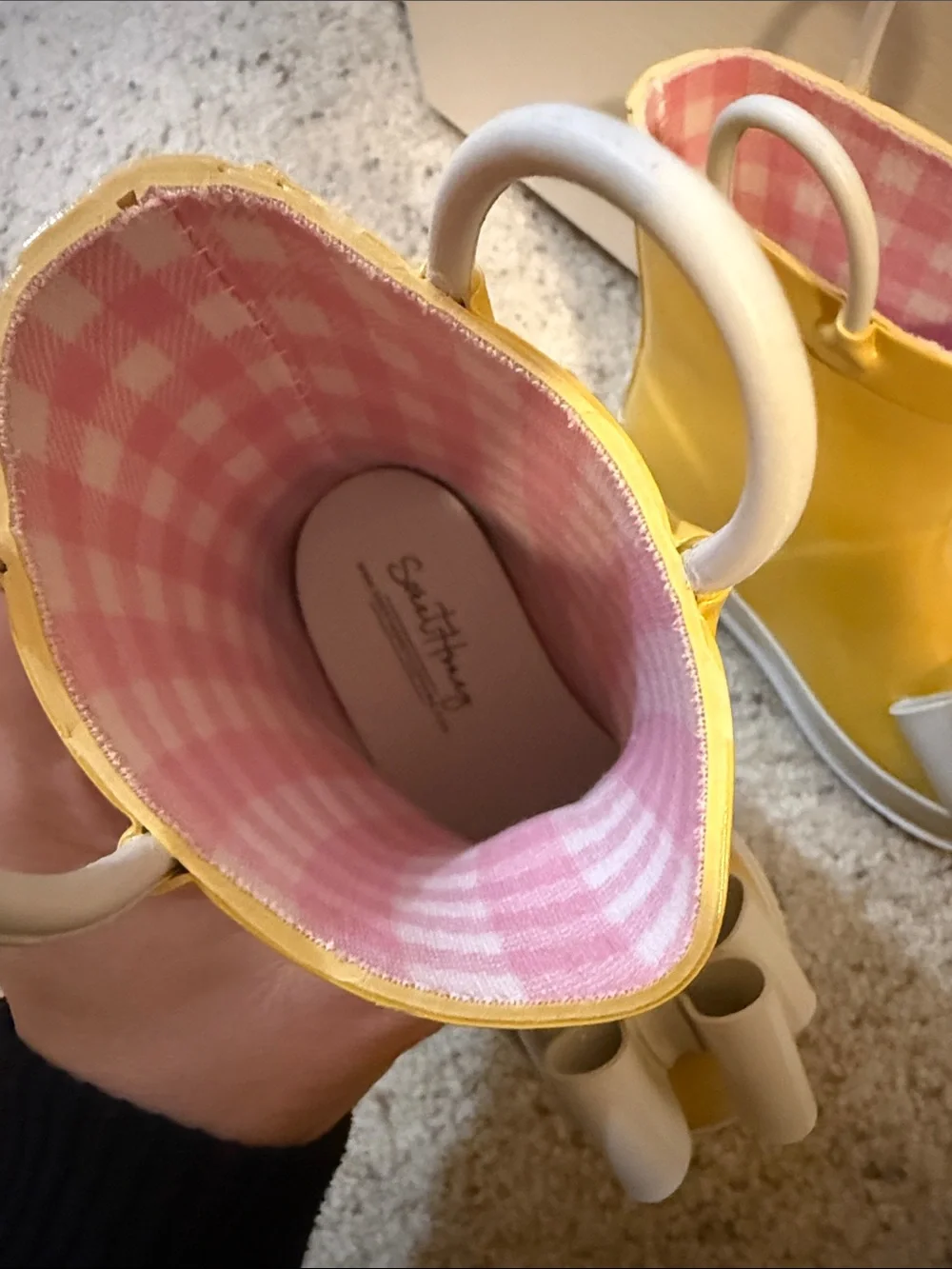 Sweethoney Yellow Rain Boots with blue Bow Accent